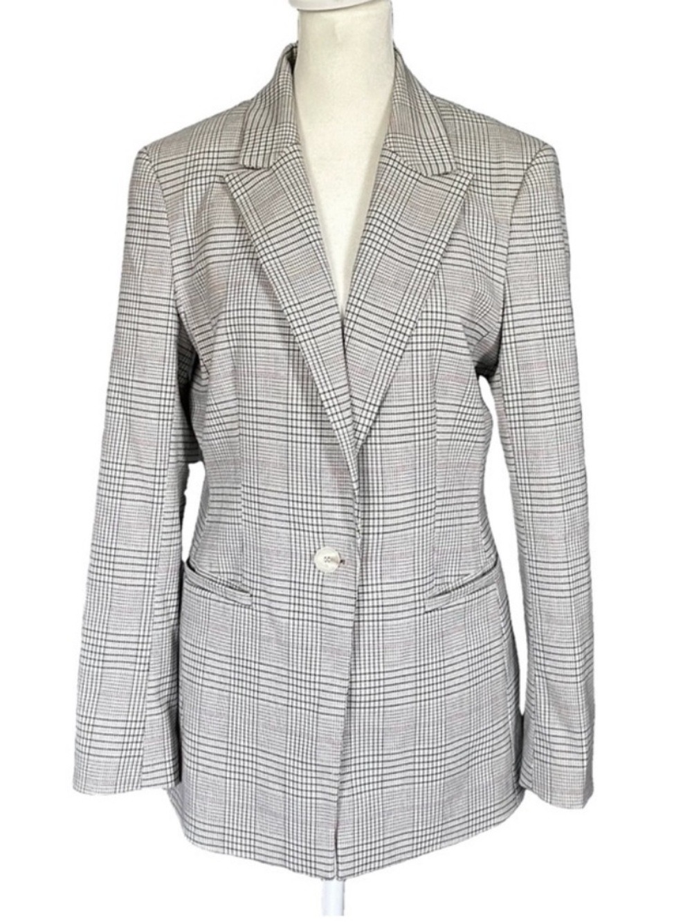H&M Glen Plaid Single Button Notch Lapel Suit Jacket Lined Blazer Size Small